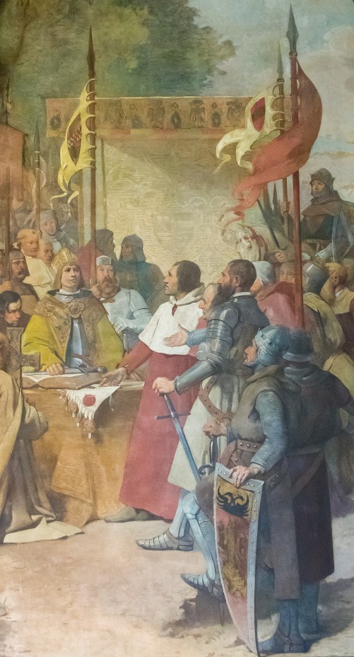 LIEGE. TABLEAU REPRESENTANT LA PAIX DE FEXHE. Photo Michel Tonneau